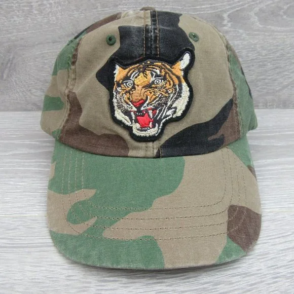 Polo Ralph Lauren Camo Tiger Patch Baseball Hat Cap Adjustable Fit NEW - Picture 2 of 15